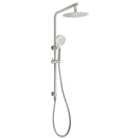 Brushed Nickel Dual Shower Set Sliding Rail Arm 8