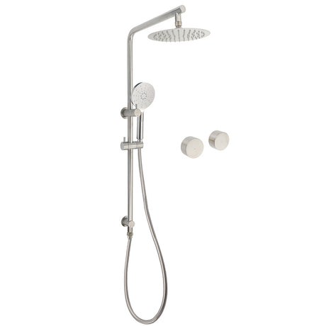 Brushed Nickel Dual Shower Set Sliding Rail Arm 8