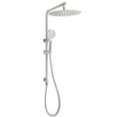 WELS Brushed Nickel Dual Shower Set Sliding Rail Arm 12" Round Head Handheld 2 Way Diverter