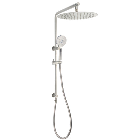WELS Brushed Nickel Dual Shower Set Sliding Rail Arm 12