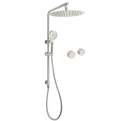 Brushed Nickel 2in1 Shower Set Sliding Rail Arm 12
