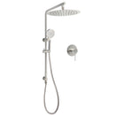 WELS Brushed Nickel Dual Shower Set Sliding Rail Arm 12" Round Head Handheld Wall Mixer