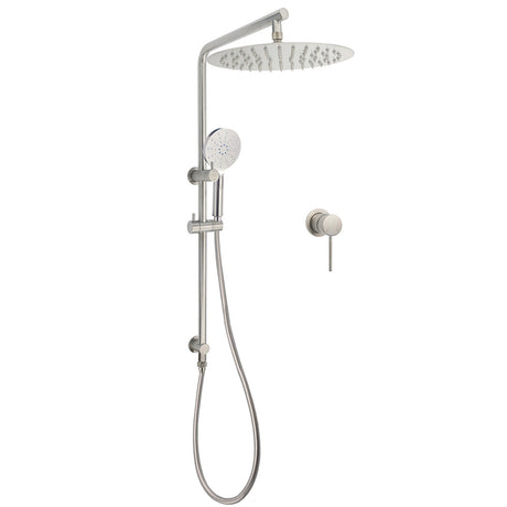 WELS Brushed Nickel 2in1 Shower Set Sliding Rail Arm 12