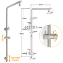 WELS Brushed Nickel 2in1 Shower Set Sliding Rail Arm 8" Round Head Stainless Steel Handheld Rose