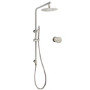Brushed Nickel 2in1 Shower Set Sliding Rail Arm 8" Round Head Metal Handheld Hot Cold Mixer Valve