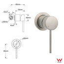 WELS Brushed Nickel 2in1 Shower Set Sliding Rail Arm 8" Round Head Metal Handheld Small Face Mixer