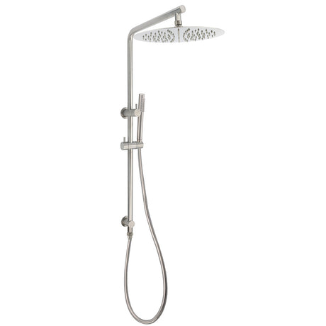 WELS Brushed Nickel Dual Shower Set Sliding Rail Arm 12