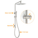 WELS Brushed Nickel Dual Shower Set Sliding Rail Arm 12" Round Head Handheld Rose Combo