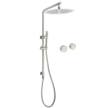 WELS Brushed Nickel Dual Shower Set Sliding Rail Arm 12