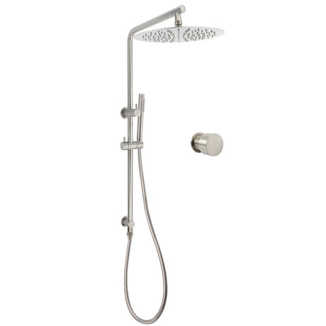 Brushed Nickel Dual Shower Set Sliding Rail Arm 12