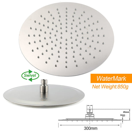 WELS Brushed Nickel 2in1 Shower Set Sliding Rail Arm Large 12