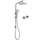 WELS Gun Metal Round 10" Twin Shower Head 3 Modes Handheld Slide Rail Hot Cold Taps Set