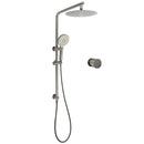 WELS Gun Metal Round 10" Twin Shower Head 3 Modes Handheld Slide Rail Arm Diverter Mixer Set