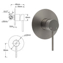 WELS Gun Metal Round 10" Twin Shower Head 3 Modes Handheld Slide Rail Diverter Mixer