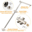 Brushed Nickel 2in1 Round 8" Stainless Steel Rain Head Shower Handheld Sliding Rail Arm Set