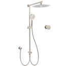 Brushed Nickel 12" Large Rain Head Twin Shower Handheld Sliding Rail Arm Set With Mixer