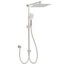Brushed Nickel 2in1 Square 12" Thin Rainfall Head Shower 3 Modes Handheld Sliding Rail Arm Set