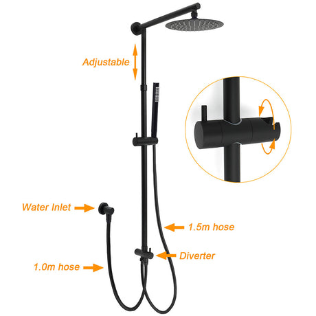 WELS Matt Black Twin Shower 8