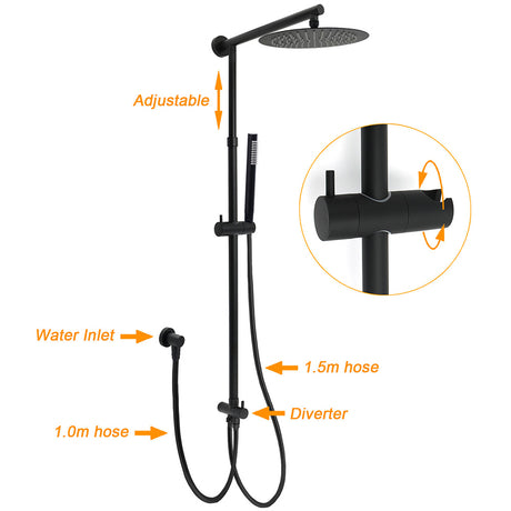Matt Black Dual Round Shower Set 10