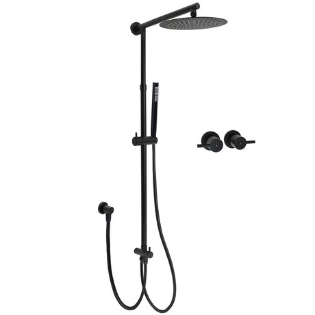Matt Black Round Dual Shower Set 10