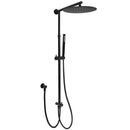 Matte Black Large 12" Round Shower Head Twin Set Stainless Steel Handheld Diverter Wall Rail Arm
