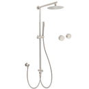 Brushed Nickel Round 8" Rain Head Shower Stainless Steel Handheld Sliding Rail Arm Chrome Set + Twin Taps