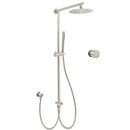 Brushed Nickel 8" Thin Rain Head Twin Shower Metal Handheld Rose Sliding Rail Arm Set With Mixer