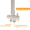 Brushed Nickel 8" Thin Rain Head Twin Shower Metal Handheld Rose Sliding Rail Arm Set With Mixer