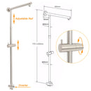 Brushed Nickel Round 8" Rain Head Shower 1 Mode Handheld Sliding Rail Arm Mixer 2in1 Set