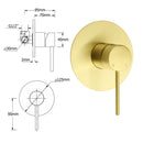 Brushed Gold Twin Shower 8" Round Head 3 Mode Handheld Rose Sliding Rail With Mixer Set