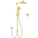 WELS Brushed Gold Shower 8" Round Head 3 Mode Handheld Rose Sliding Rail Mixer Dual Set