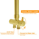 WELS Brushed Gold Large Round Shower 12" Head 3 Mode Handheld Rose Sliding Rail Arm Set