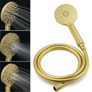 WELS Brushed Gold Large Round Shower 12" Head 3 Mode Handheld Rose Sliding Rail Arm Set