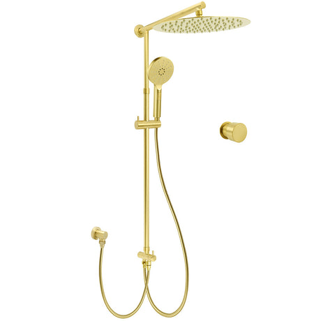 Brushed Gold Dual Round Shower 12