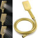 Brushed Gold Square 10" Rain Head 3 Mode Handheld Rose Sliding Rail Arm Dual Shower Set