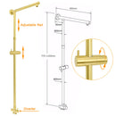 WELS Brushed Gold Square 10" Rain Head 3 Mode Handheld Sliding Rail Wall Mixer 2in1 Shower Set