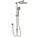 WELS Gun Metal Dual Round Shower 10" Rain Head 3 Mode Handheld Sliding Rail Diverter Set