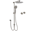WELS Gun Metal Dual Round Shower Head 10" Rain Head 3 Mode Handheld Sliding Rail Diverter Set