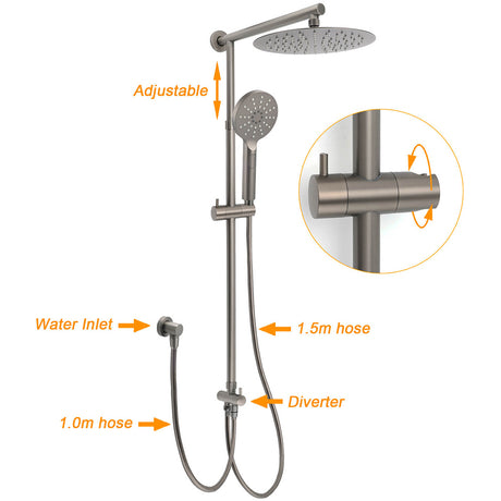 WELS Gun Metal Dual Round Shower Head 10