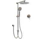 WELS Gun Metal Double Round Shower 10" Rain Head 3 Mode Handheld Sliding Rail Mixer Valve Set