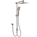 WELS Gun Metal 2in1 Shower Set Square 12" Rainfall Head Handheld Adjustable Silde Rail Combo