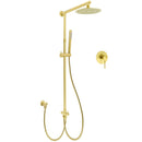 WELS Brushed Gold Twin Shower 8" Round Head One Mode Handheld Rose Sliding Rail With Mixer Set