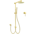Brushed Gold Twin Shower 8" Round Head Single Mode Handheld Rose Sliding Rail Small Face Mixer Set