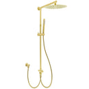 WELS Brushed Gold Large Round Shower 12" Head Single Mode Handheld Rose Sliding Rail Arm Set