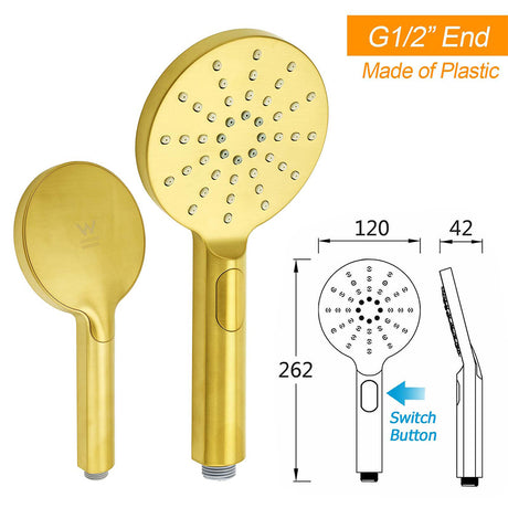 WELS Brushed Gold Large Round Shower 12