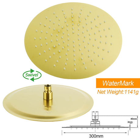 WELS Brushed Gold Dual Large Round Shower Set 12