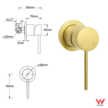 WELS Brushed Gold Dual Large Round Shower Set 12