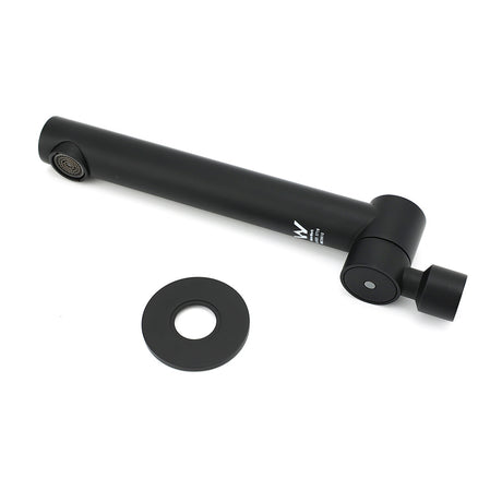 Matt Black Round Basin Wall Mounted Spout Faucet Outlet 180° Swivel Tap Watermark