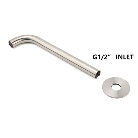 Brushed Nickel Round 250mm Long Spout Bath Tub Wall Mounted Water Filler Outlet