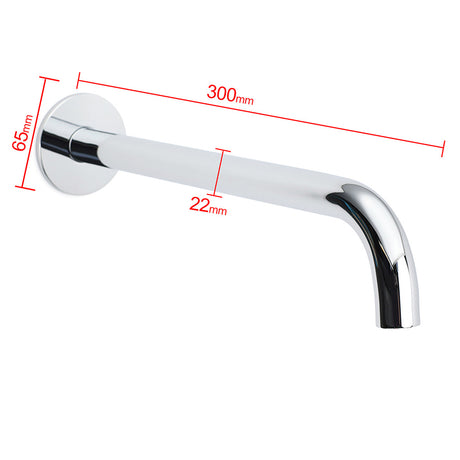 300mm Extra Long Wall Mounted Chrome Round Extention Bathtub Filler Spout Outlet